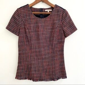 Stitch Fix 41 Hawthorn Karius tweed navy blue Ponte knit top size medium